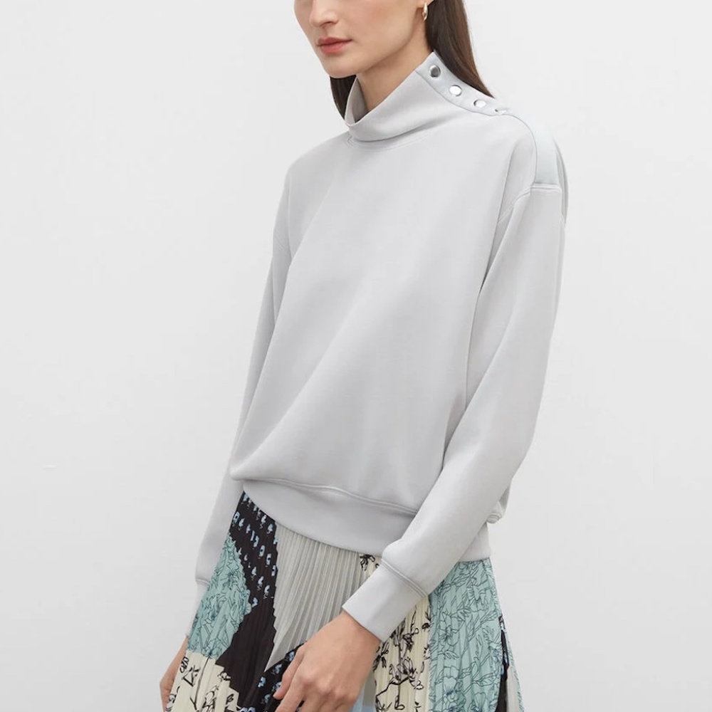 Snap Mockneck Sweatshirt - New With Tags - NEVER WORN - Grey